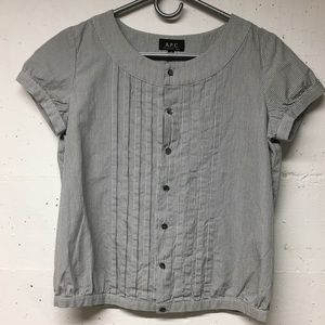 A.P.C. plaid blouse b/w